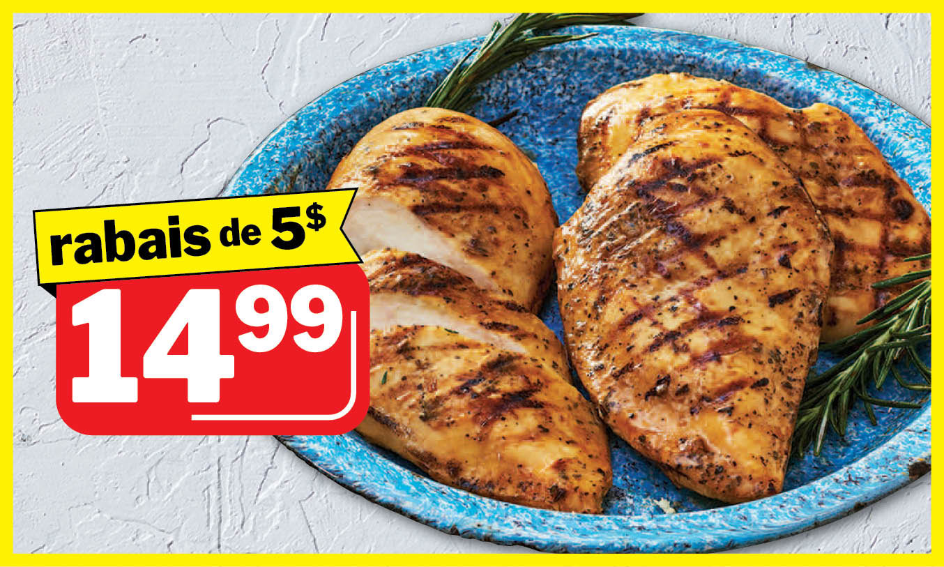 Poitrines de poulet désossées et sans peau