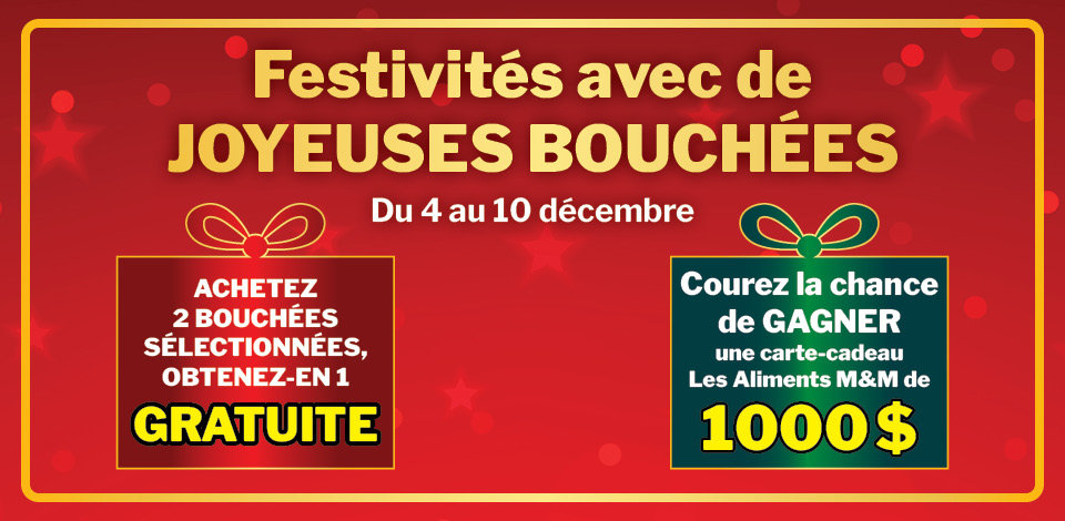 Féstivités avec de joyeuses bouchées du 4 au 10 décembre