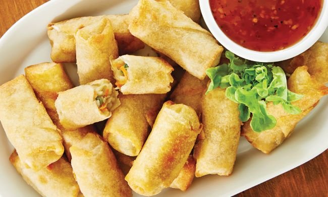 Mini Vegetable Spring Rolls on a plate