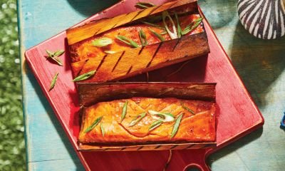 Saumon glacé enveloppé de cèdre