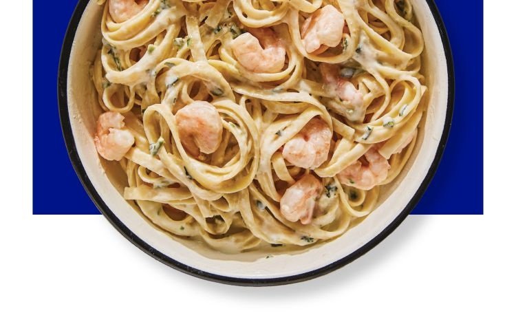 Prêt-à-cuisiner Fettuccine Alfredo aux crevettes